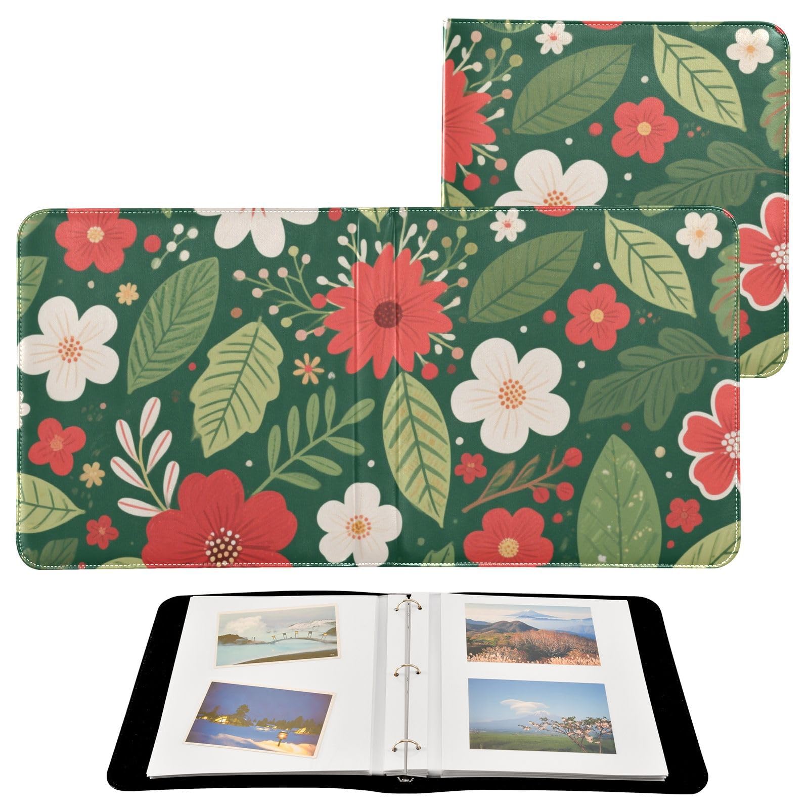 Photo Album 4x6, 5x7,6x8,Artificial Leather Photo Albums with 20 Detachable Sheets Plant Print for Family Wedding,Multi 3