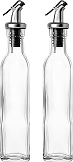 Juvale Olive Oil Dispenser Bottle Set - 2 Pack, 8.5 oz (250 mL), Clear Glass - Oil & Vinegar Dispenser Cruets with No-Leak Pour Spouts - Dishwasher Safe Kitchen Accessory