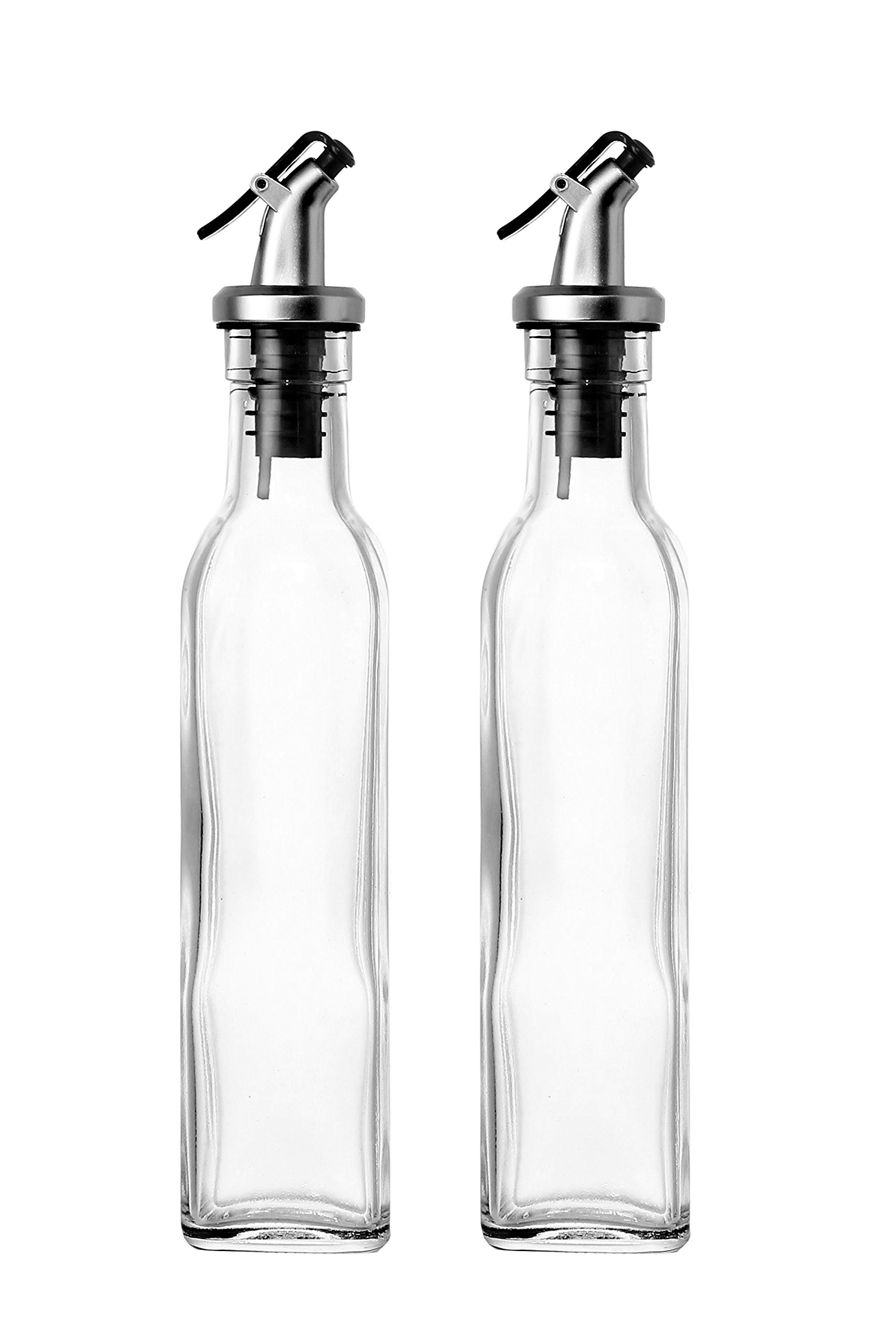 Huiliers pour huile et vinaigre anti-goutte : lot de 2 bouteilles en verre Juvale 163 ml