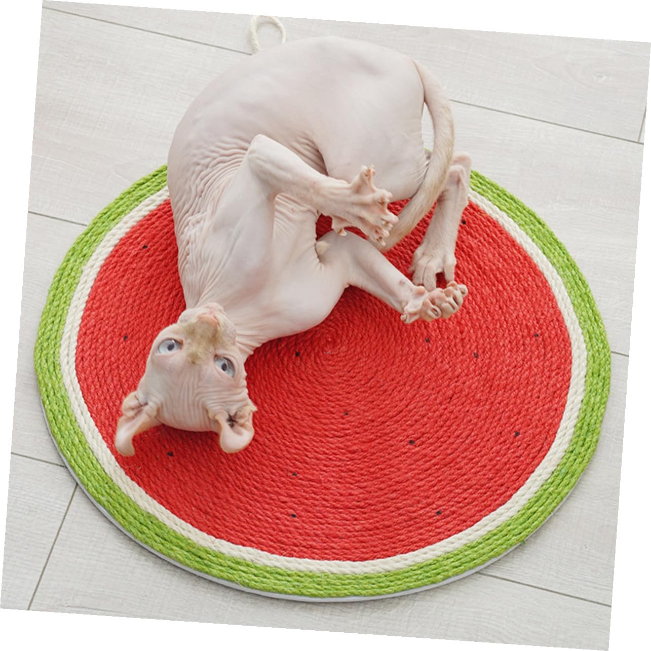 ARTIBETTER Sisal Kratzbaum für Katzen mit Rutschfester Unterseite und Hängender Seilgestaltung Rotes Wassermelonen Design für Haushalt als Katzenspielzeug