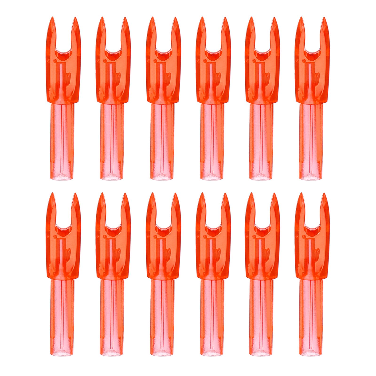 PATIKIL Freccette Arco Nock 4.2mm, 12 Pezzi Inserto Plastico Sostituzione Coda Freccia per Caccia Tiro Arco Composto Ricurvo, Trasparente Arancione