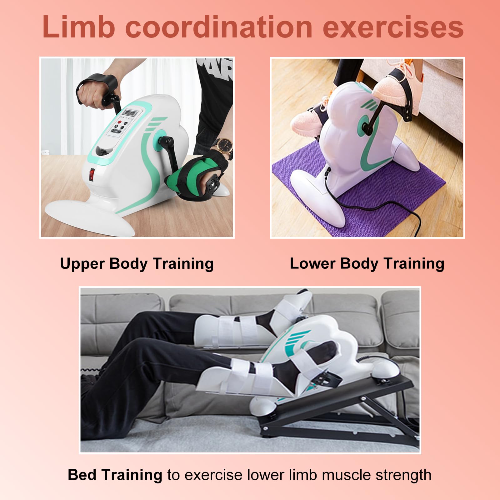 Elektryczny mini rower treningowy/stepper z pedałami, odpowiedni dla seniorów, regulowany i przenośny rower treningowy, sprzęt rehabilitacyjny, mini trenażer rowerowy