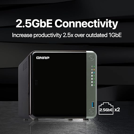 QNAP TS-453D-4G 4 Bay NAS for Professionals with Intel Celeron J4125 CPU and Two 2.5GbE Ports