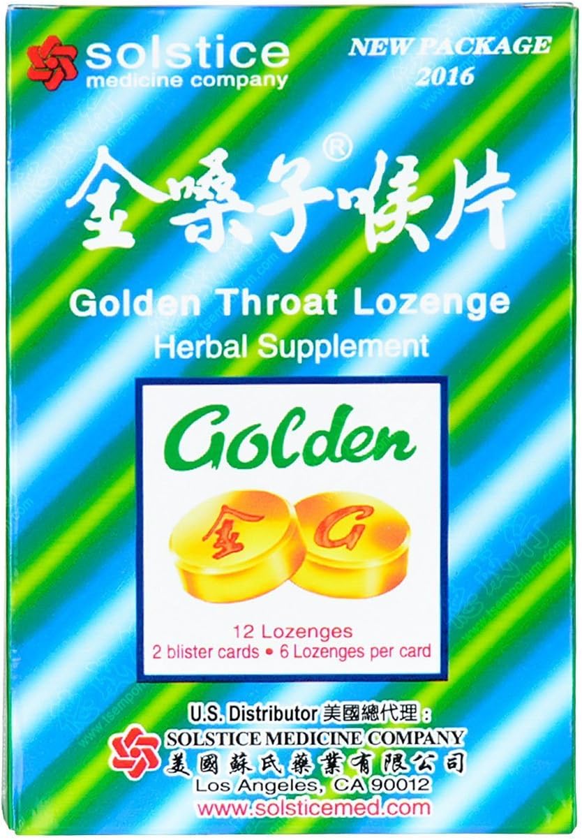 Golden Throat Lozenge, 12 Menthol Lozenges, Eliminate Throat residuels ( Pack of 5)