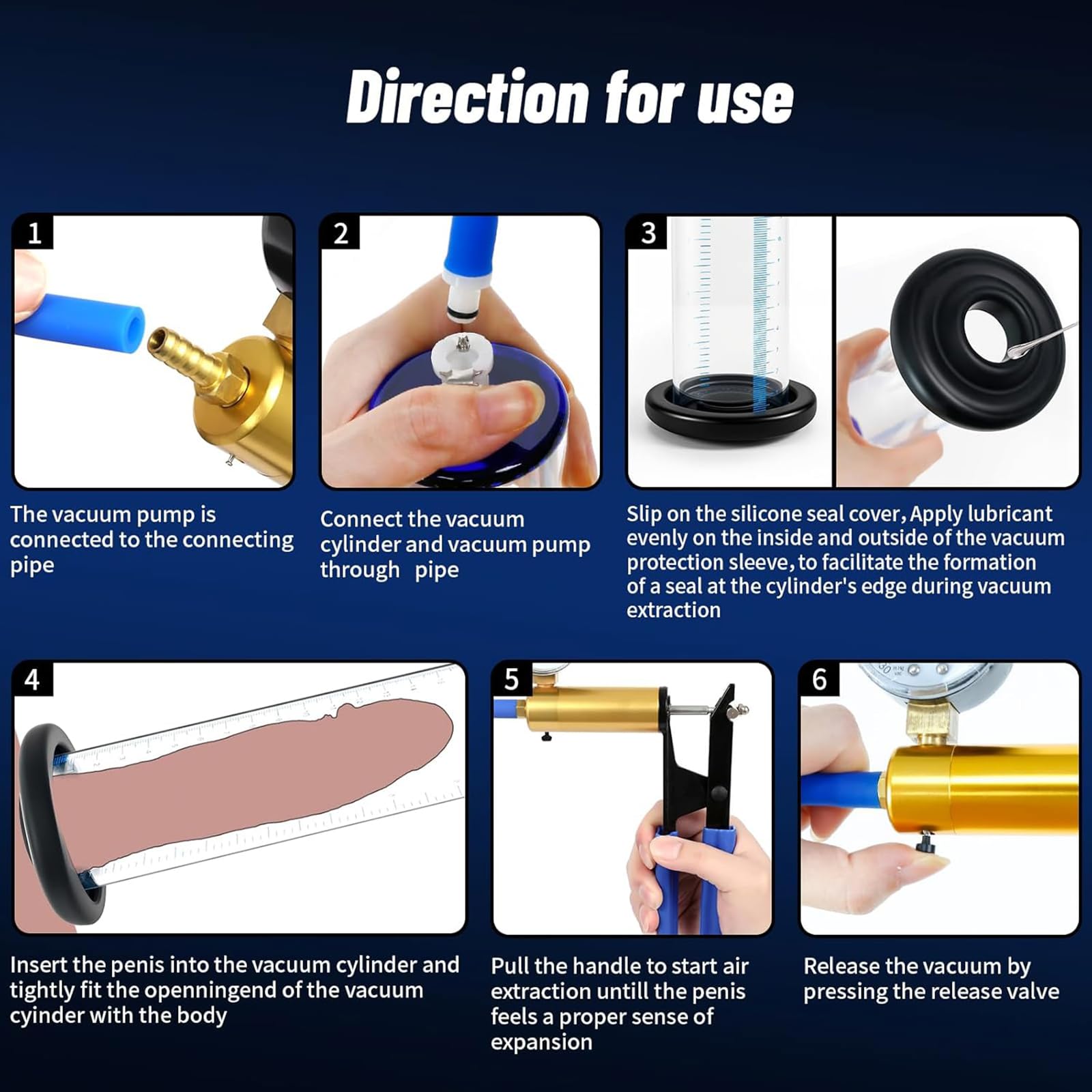 Pompe del pene a vuoto con maniglia e manometro pompa del pene giocattoli del sesso per gli uomini, pompa ingrandimento estensore masturbare per uomo cazzo stretching (44mm)