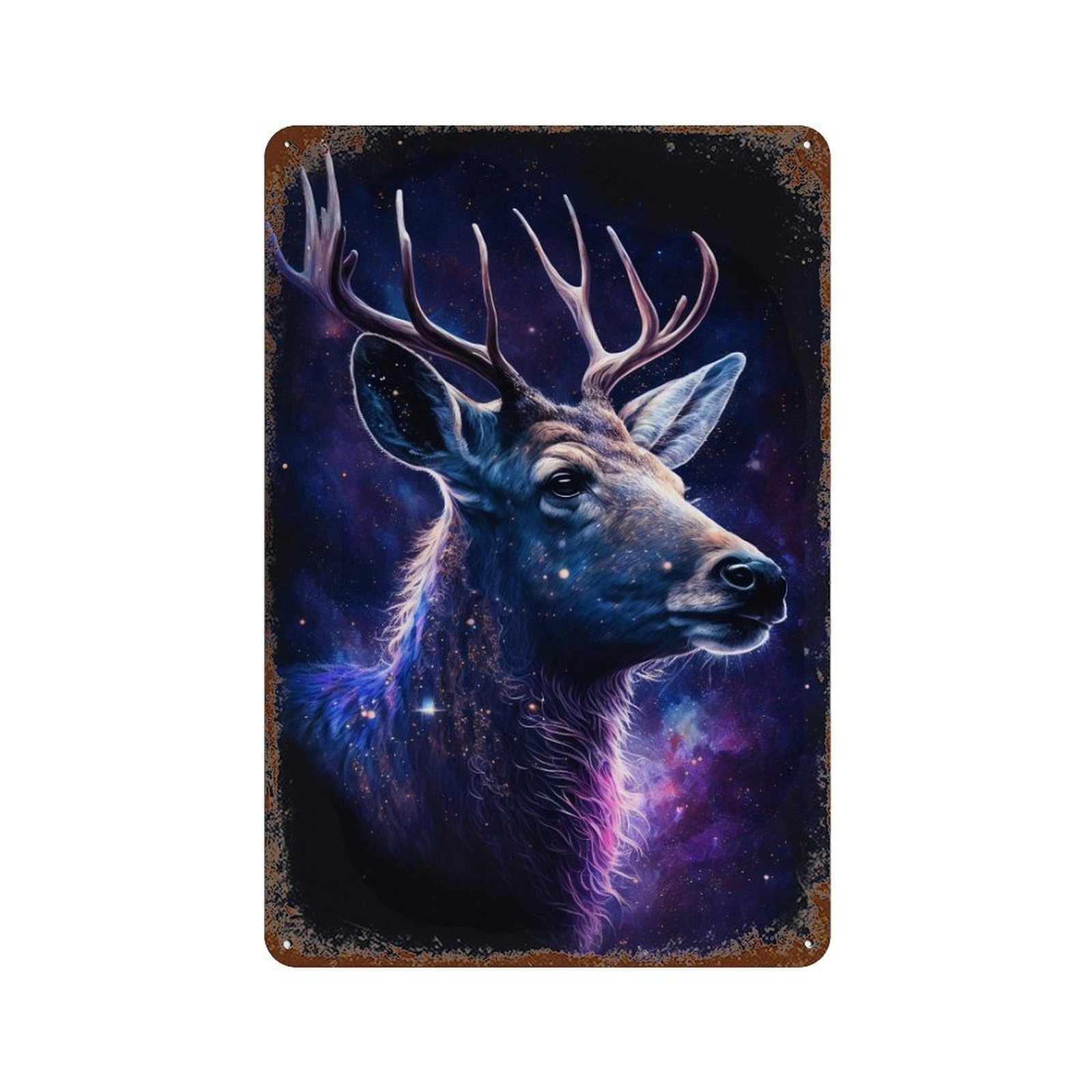 Galactic Deer Profile-1 11.8"x7.9" Decorative Tin Sign, Retro Wall Decor for Bistro, Counter And Cafe Decor