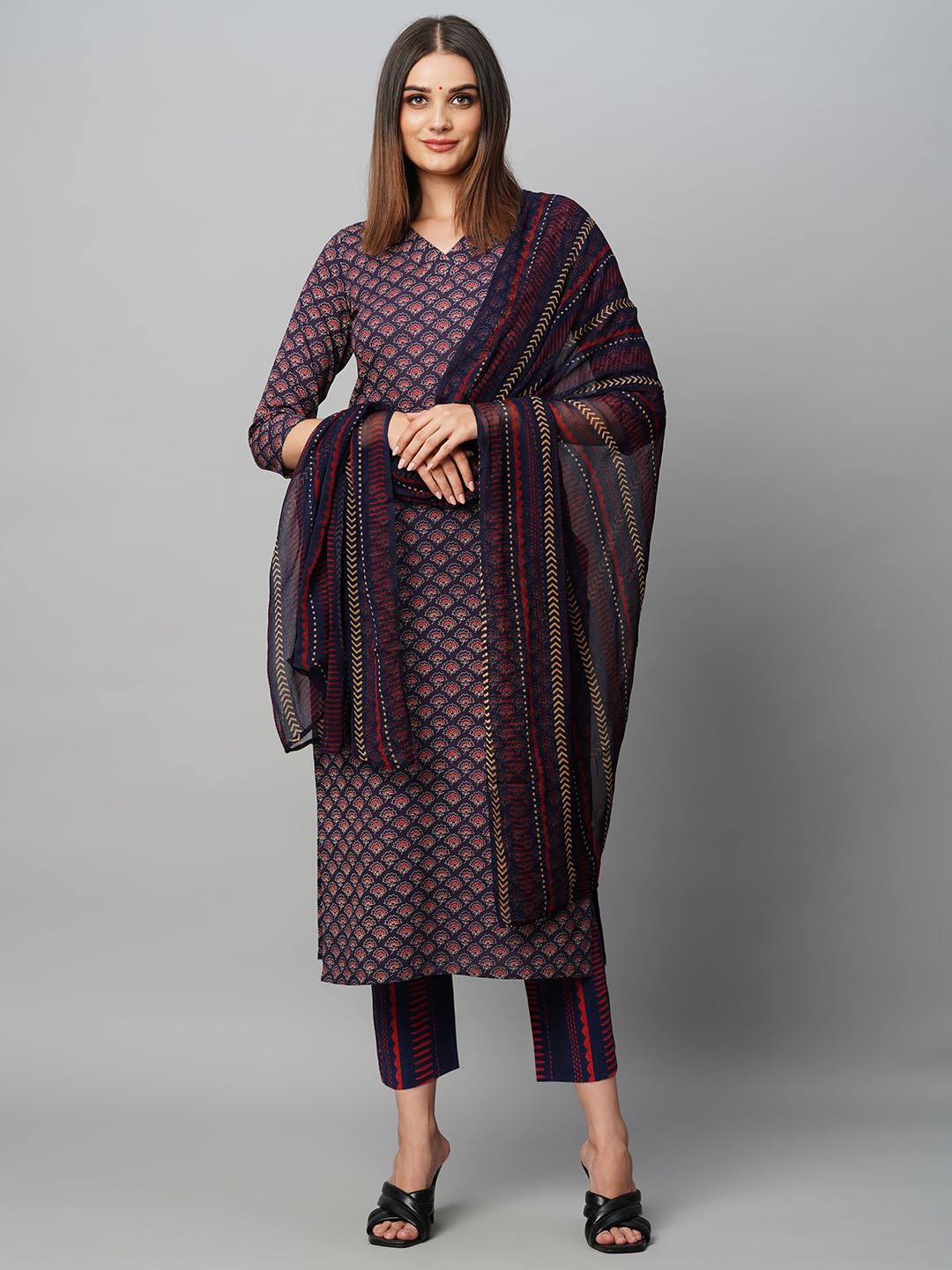 ANNI DESIGNER Kurta da donna in misto cotone dalla vestibilità dritta