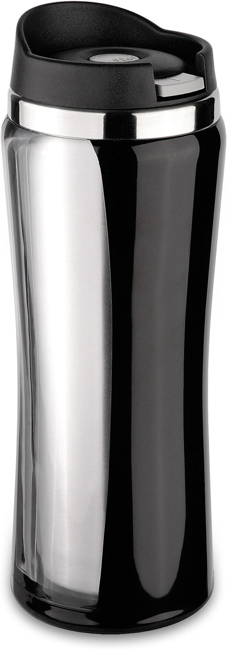 Isosteel Colorline 0.4 L Drinking Mug with Sealable Quickstop, Lid Black 18/8 Stainless Steel Interior Black/Transparent Plastic Cover