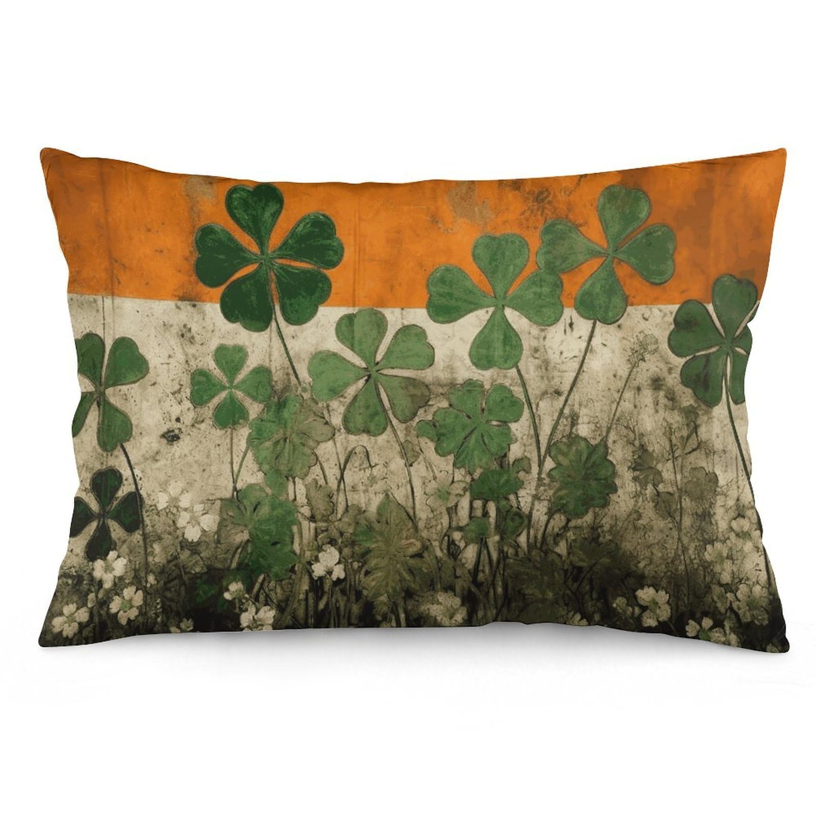 NTVOWPZO 2 Pack Decoration Throw Pillow Covers 12 "x20 Pillowcases Covers Clover on Flag Background Pillowcases Modern Farmhouse Home Decor Sofa Cushions Covers for Couch Bed Living Room