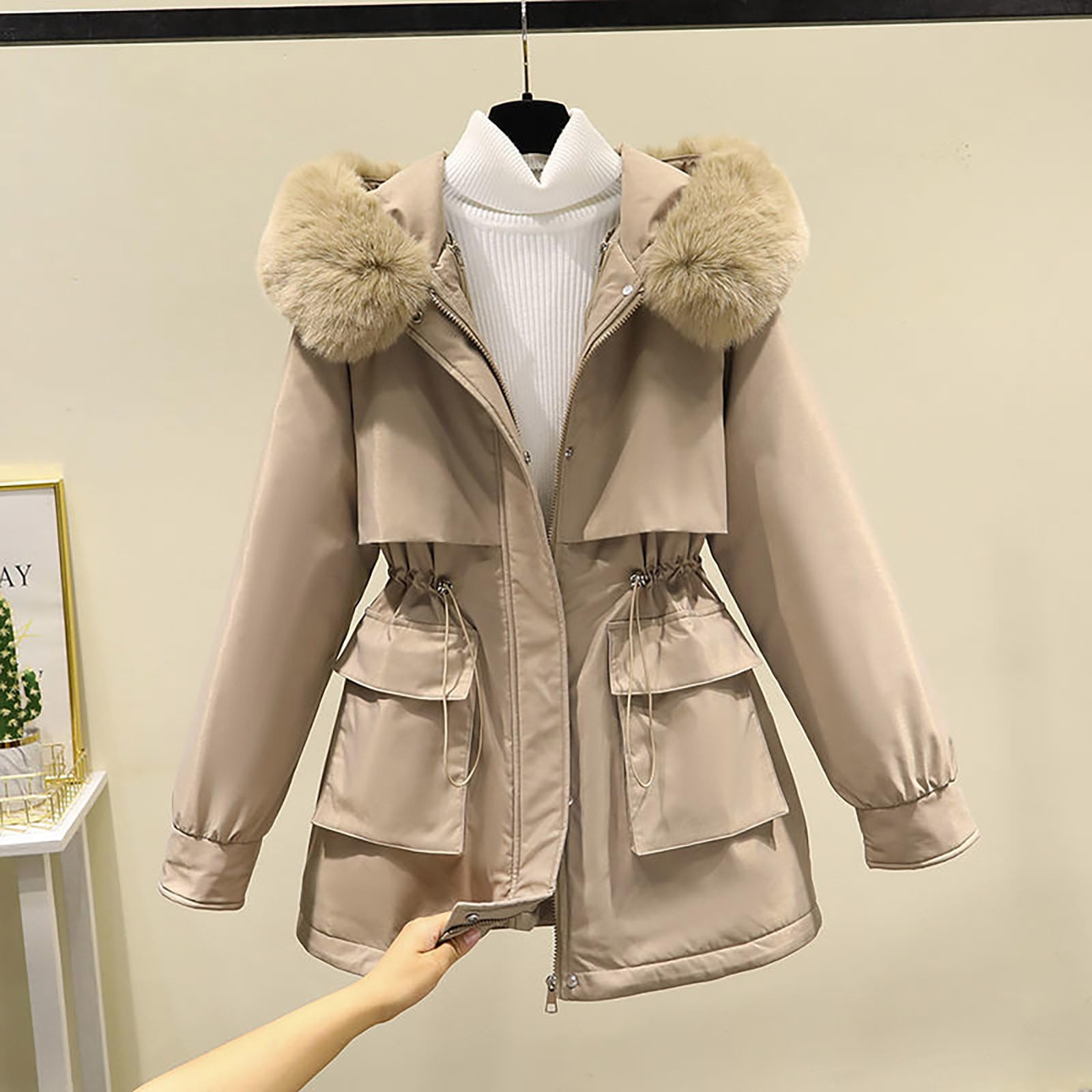 Generico Giacca trapuntata da donna Piumino Lungo con Cappuccio Ripiegabile Piumini Maniche Lunghe Resistente all'Acqua Ripiegabile Giacca Donna Trapuntato Invernali Cappotto Ultraleggero Pesante