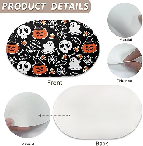 Miniatura 84 de Heat Resistant Placemats Oval Placemats Set of 6 Leather Washable and Wipeable Non Slip Place Mats, Waterproof Modern Dining Table Mats, Oval Floral