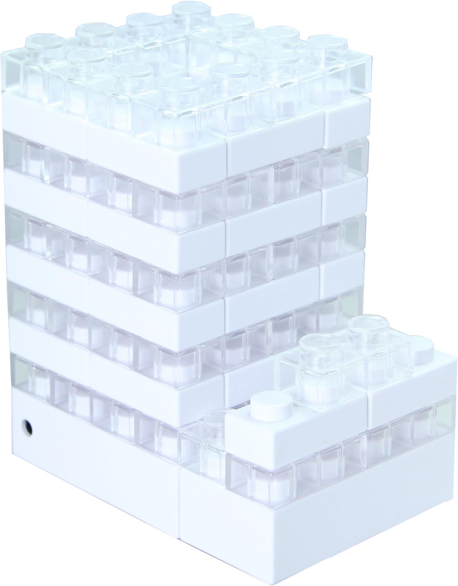 3-in-1 Small Brick Pen Holder / Phone Stand, with Light Effect (White)