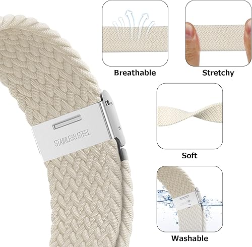 Miniatura 8 de Nepfaivy Compatible with Apple Watch Band - 38mm 40mm 41mm Braided Stretchy Sport Band for Apple Watch Series SE 8 7 6 5 4 3 2 1, Women Men Nylon