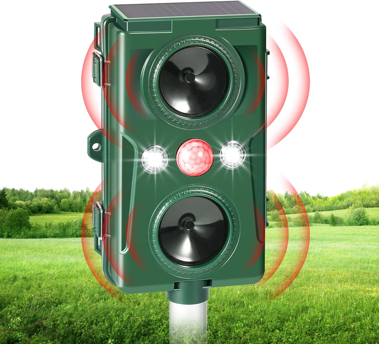 Editbar Katzenschreck Tiervertreiber Ultraschall, USB Solar Batteriebetrieben Tiervertreiber ...