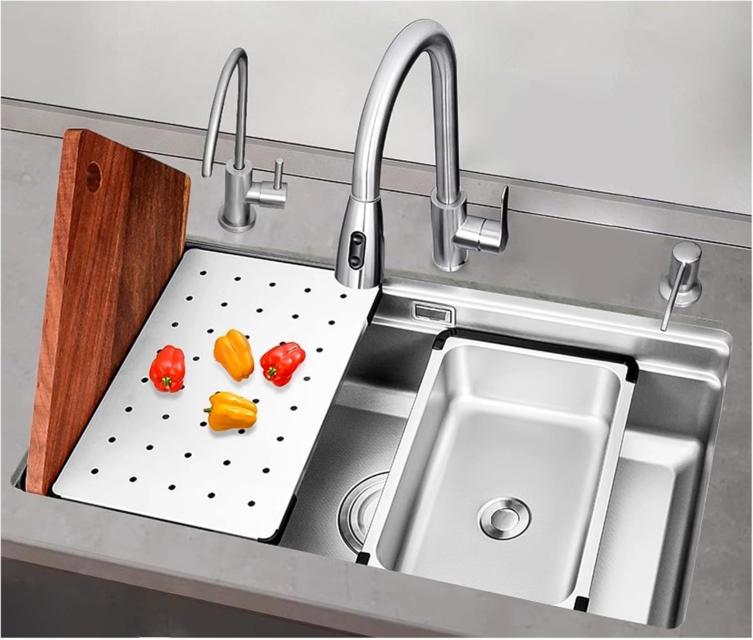 ホワイトキッチンシンク ステンレススチール シングルボウルキッチン