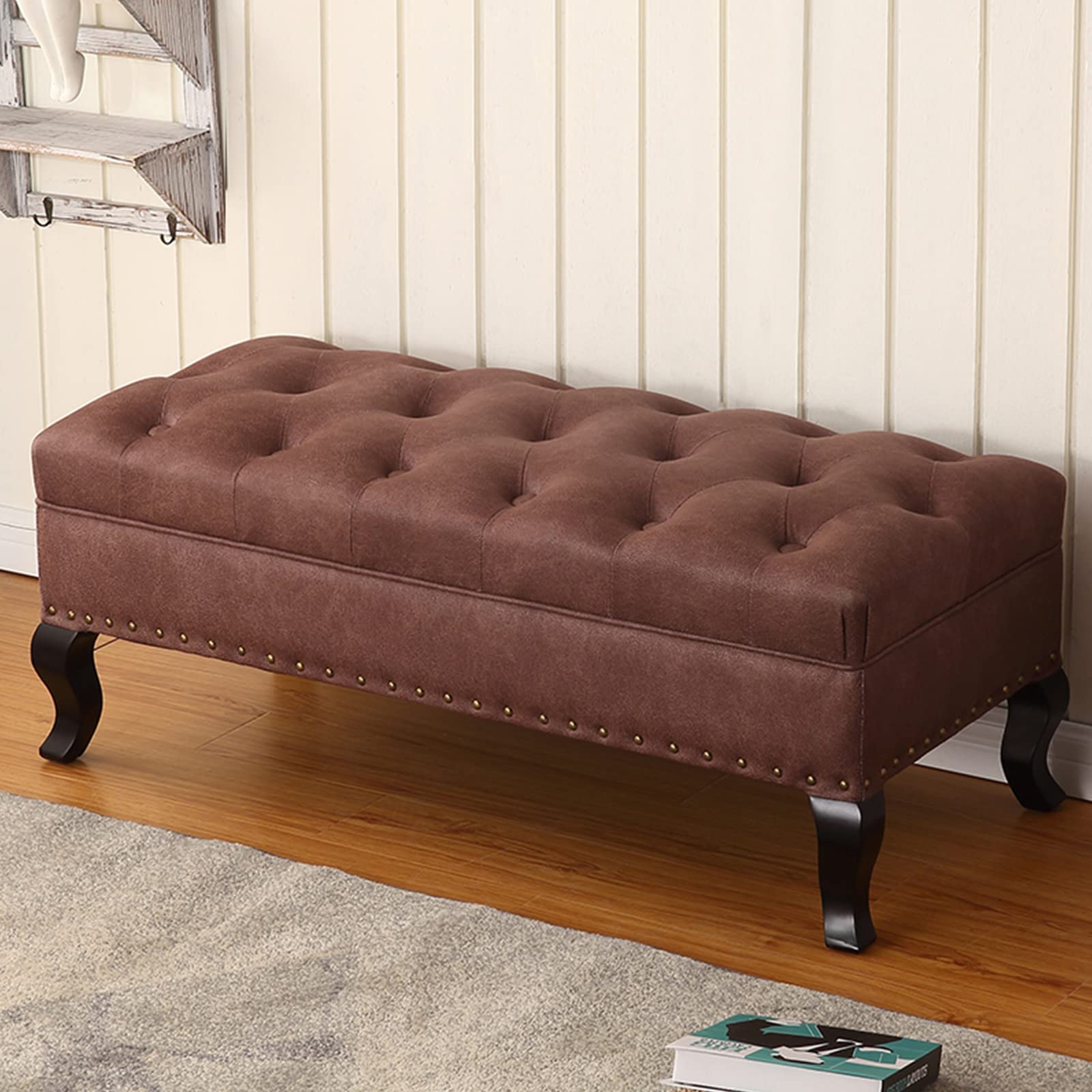 Banc ottoman capitonné 80x45x40cm pour résoudre le manque d'assises
