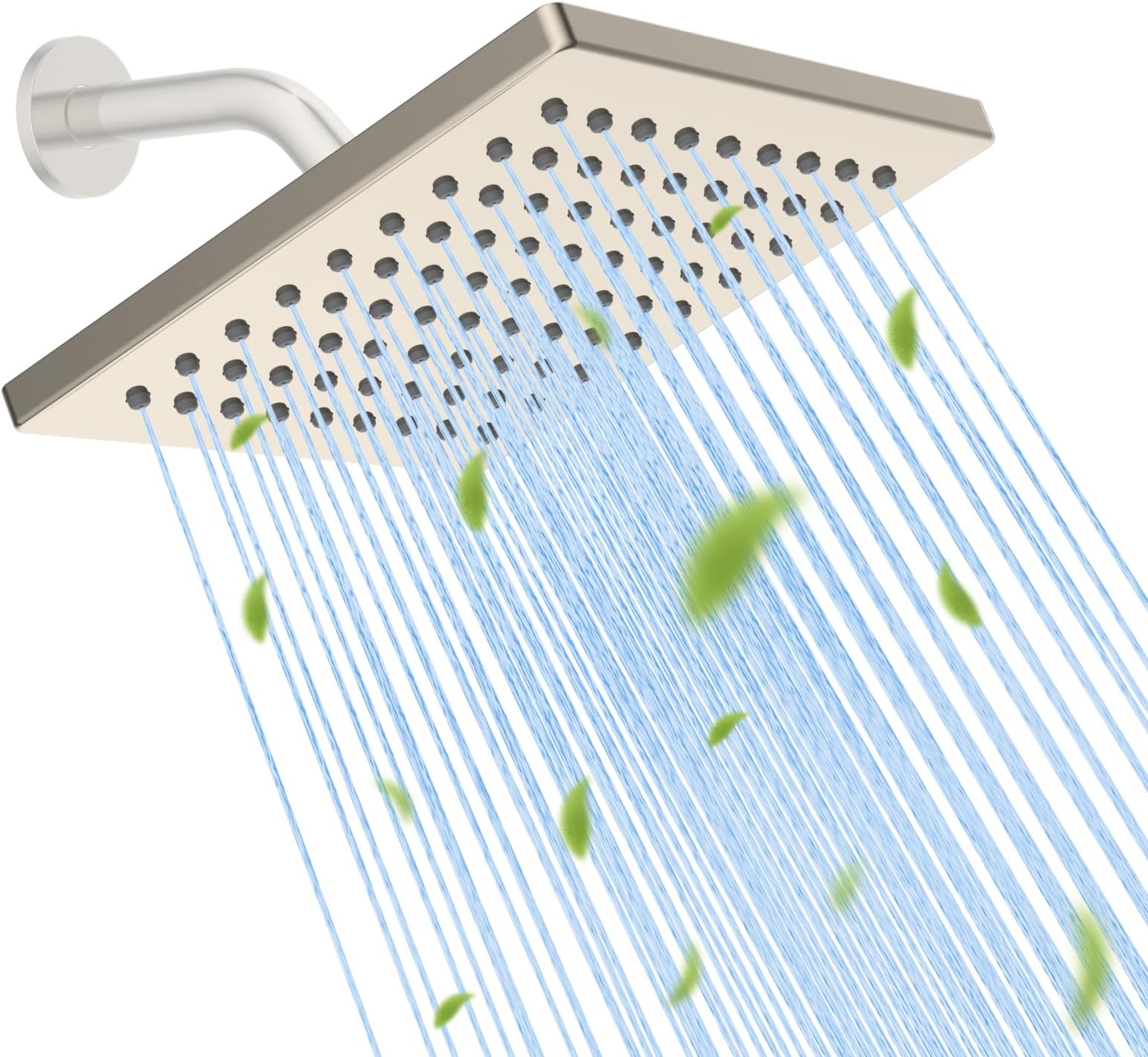 Hibbent cUPC Certified Metal Shower Head, 6'' High Pressure Rainfall Shower Head, Square Bathroom Waterfall Shower Heads, High Flow Fixed Showerheads with Adjustable Brass Ball Joint, Brushed Nickel