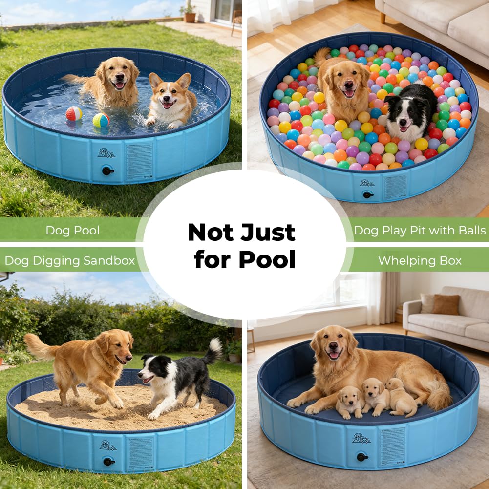 KYG Piscine pour Chien, 140 x 30 cm, pour Chiens de Taille Moyenne et Grande, Pliable, antidérapante, en PVC Solide, Facile à Vider, Piscine de Natation Portable pour Animaux