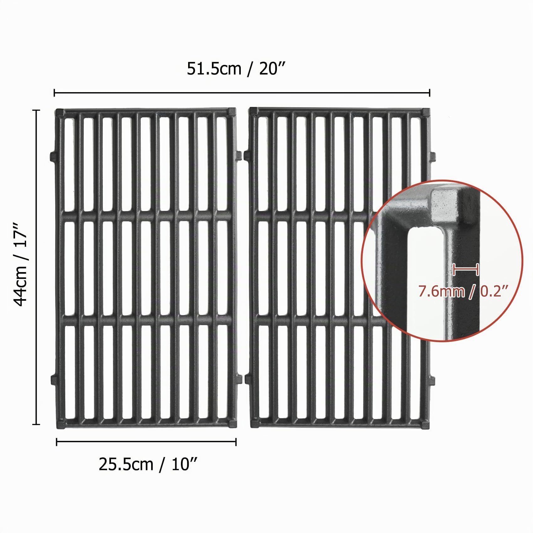 onlyfire Parrilla de Hierro Fundido para Barbacoas de Gas Weber Spirit I & II 200 Series con Paneles de Control Frontales, Rejilla Grill para Spirit E/S-210, E/S-220, Recambio para Weber 7637