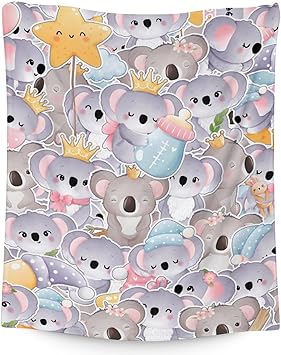 Koala Blanket Gifts - 30"x40" Cute Throw for Women, Girls - Colorful Soft Fuzzy Blankets for Couch & Office