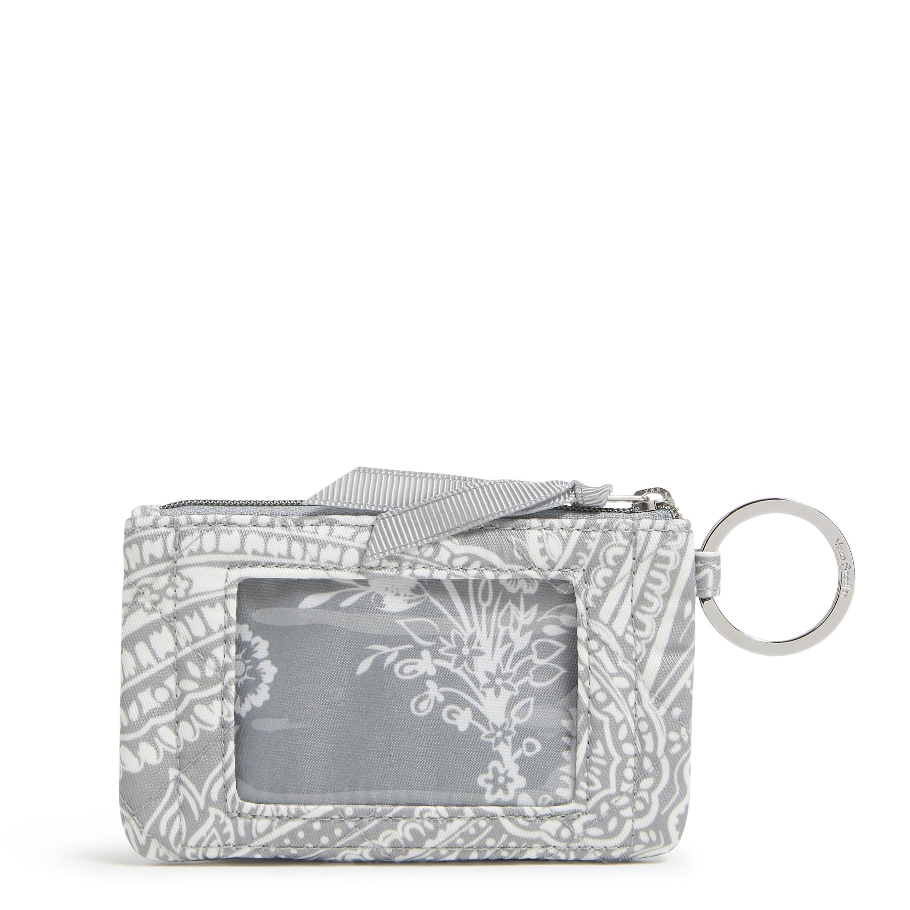 Vera Bradley Performance Twill Zip Id Case Wallet, Cloud Gray Paisley