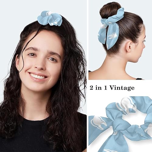 Miniatura 5 de Casquillo quirúrgico del patrón del diente de la estomotología con los botonesel pelo del arco Scrunchy para el pelo largo, color 9