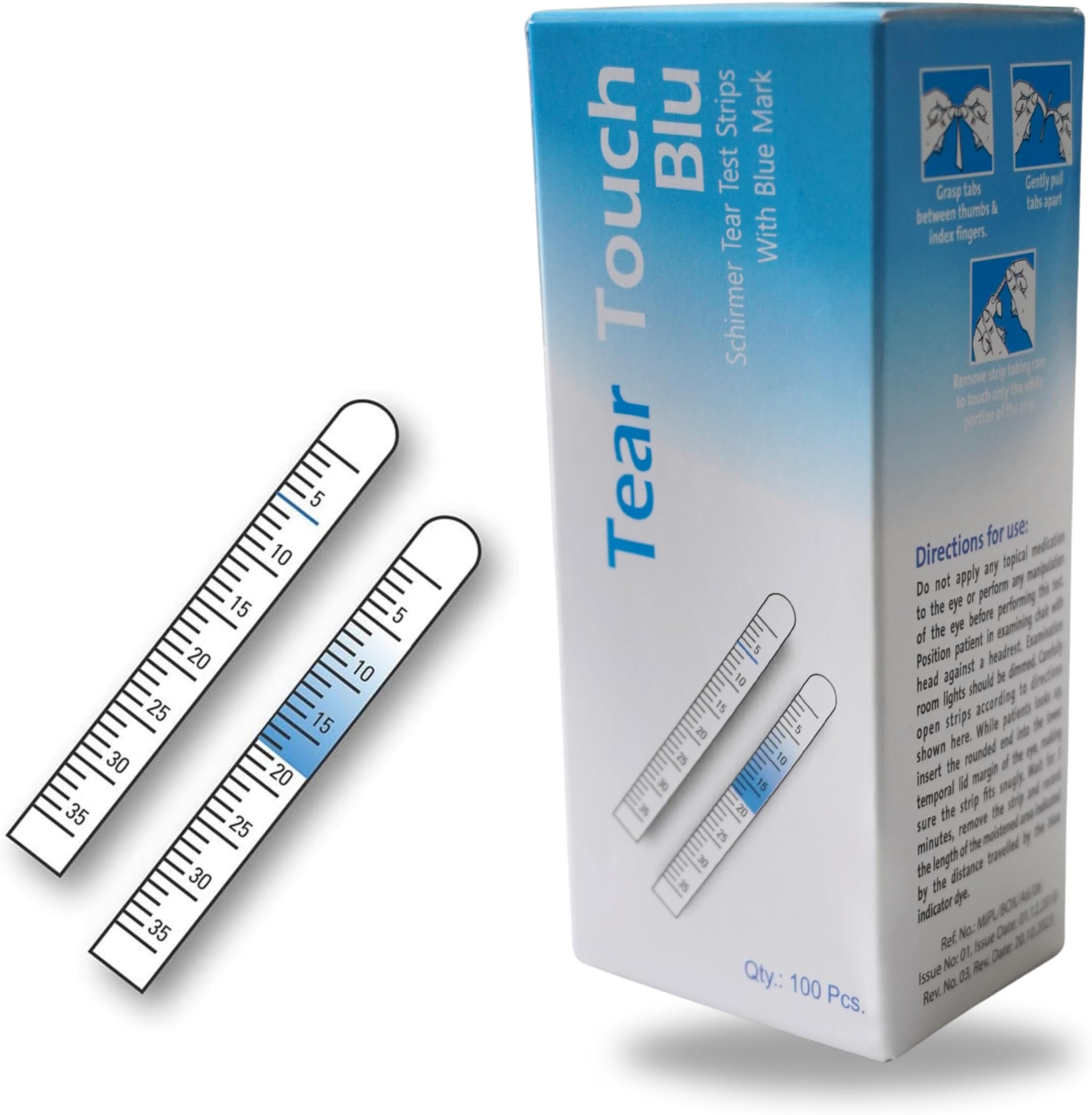 Schirmer Tear Test Strips with Blue Mark 100 Strips (Sterile)