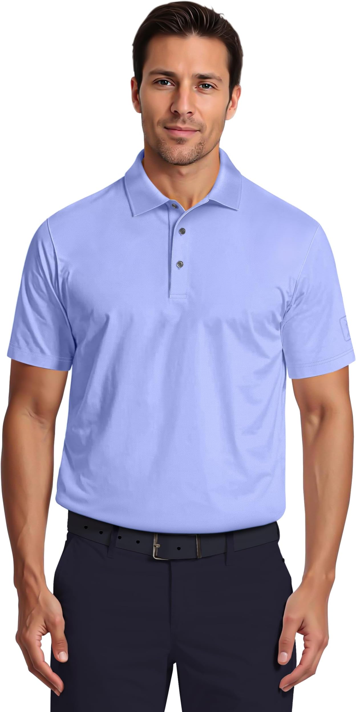 Mens Airflux Solid Mesh Short Sleeve Golf Polo Shirt