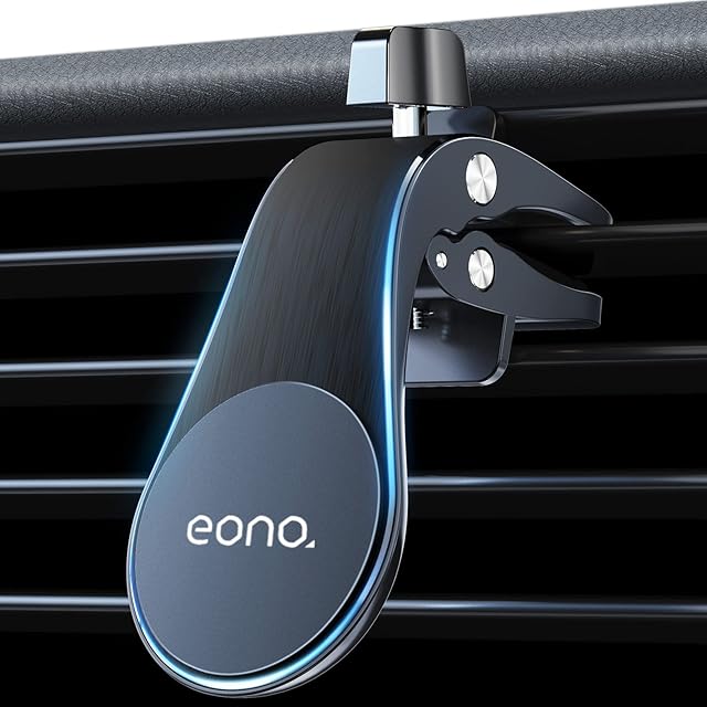 Amazon Brand - Eono Magnetic Phone Car Mount, L Type Universal Strong Car Vent Phone Holder with 6 Strong N52 Magnets Compatible with iPhone 14 13 12 11 Pro Max XS XR X Samsung Huawei Oneplus LG etc.