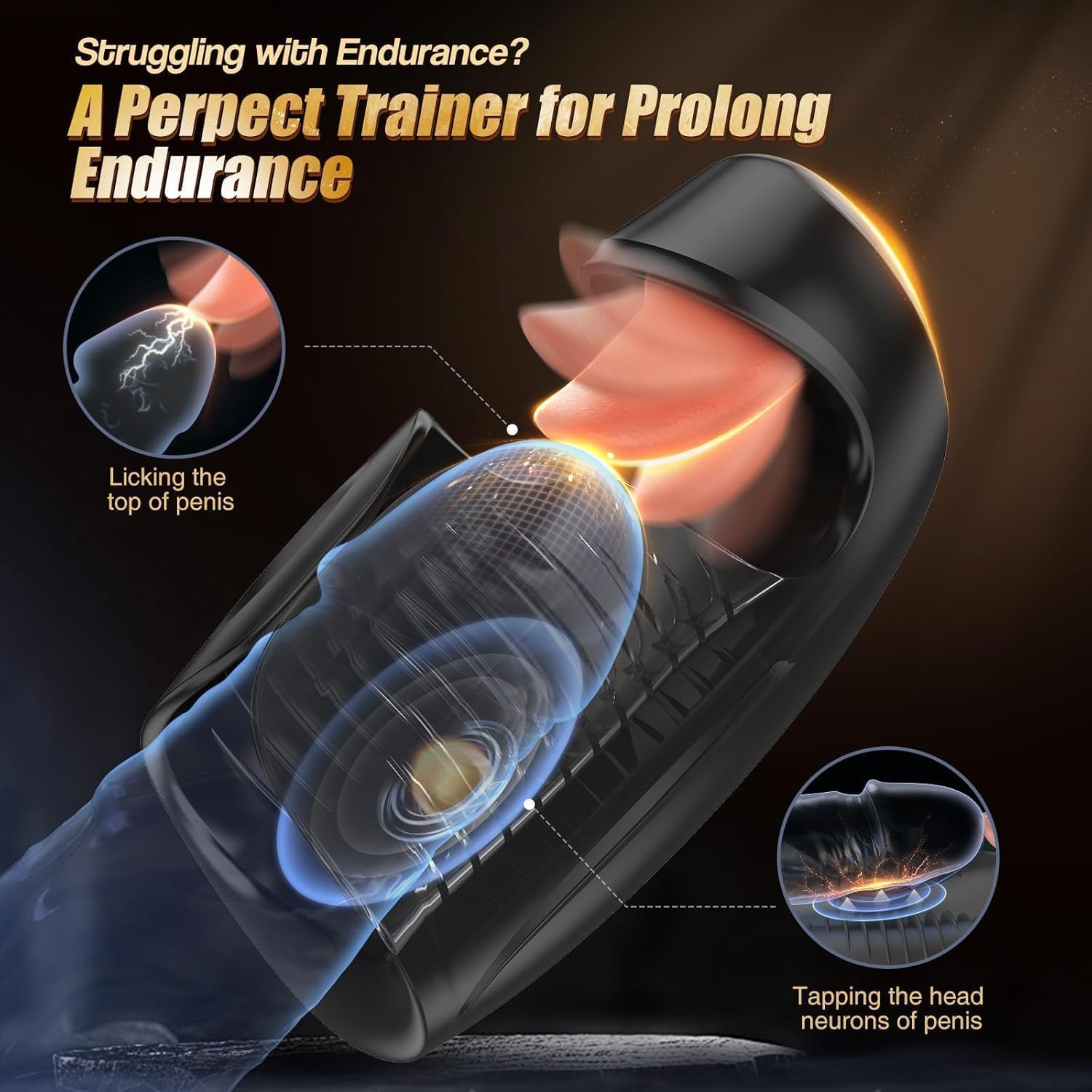 Male Sex Toys for Men - baiwatt Masturbator Penis Training Vibrator, 10 Tongue-Licking & Tapping & Vibrating Sex Toy Male Stroker Trainer, Mens Sex Machine Masturbators Adult Sex Toys & Game