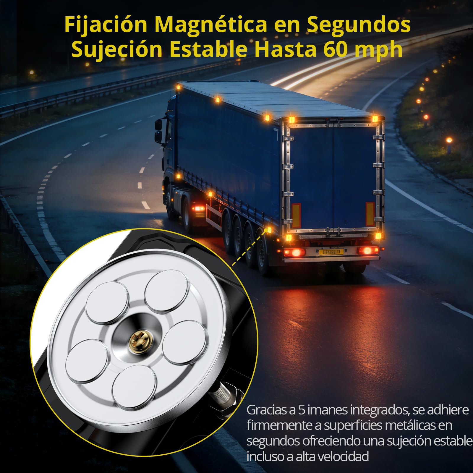 PROZOR Pilotos Traseros Remolque LED Ámbar 2PCS Luces Remolque Traseras Magnéticas Recargables Montaje Luces Traseras Vehículo Luz Emergencia Estroboscópica IP65 18 Modos Flash