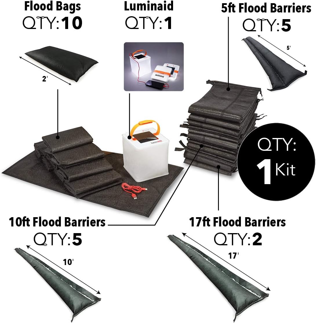 Quick Dam QDERLKIT Emergency Home Flood Prevention Kit, Black, 23 Piece - - 