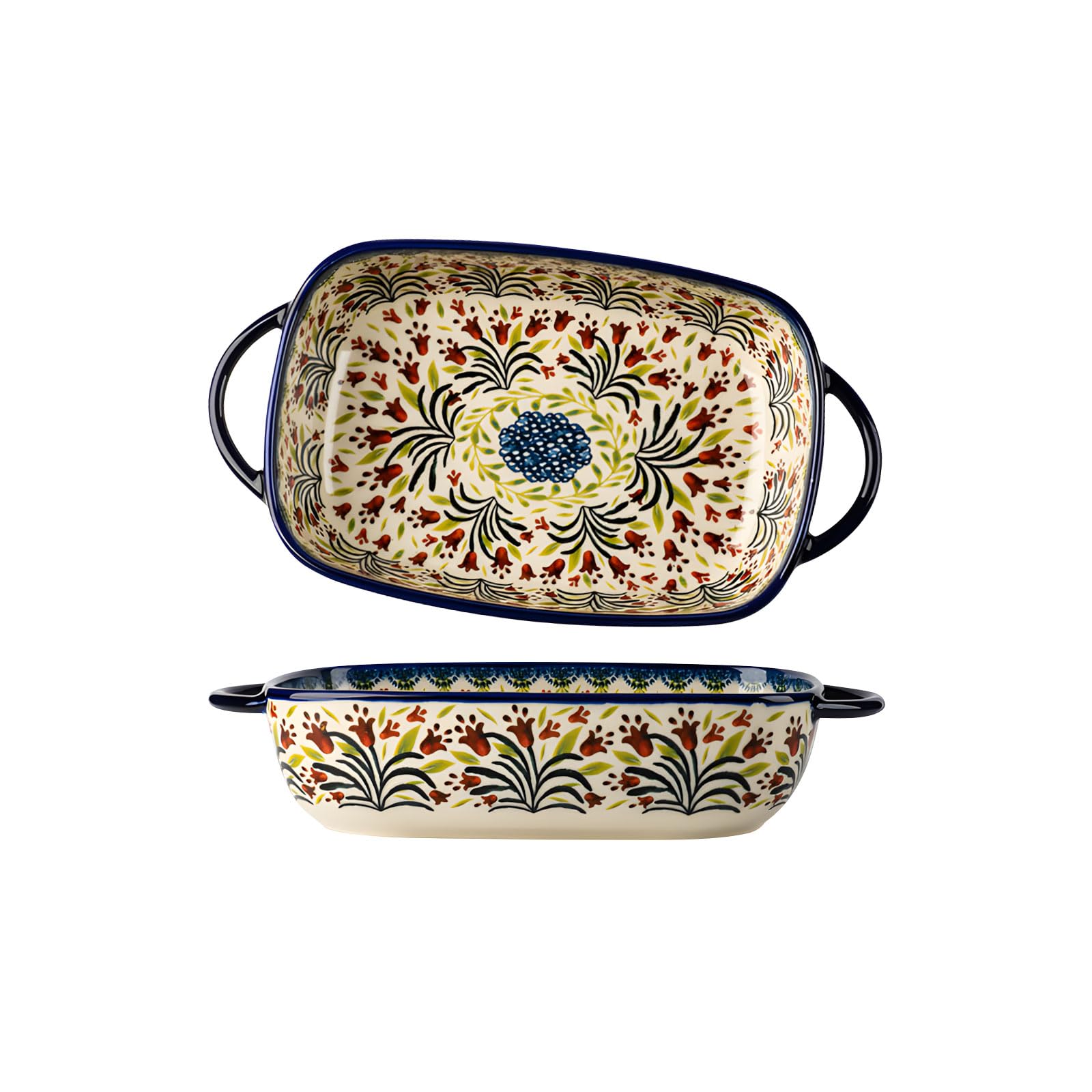 Piceioep Ceramic Roasting Extent with Double Pulls Firm Hold Excellent for Party Serving and Oven Cooking Elegant Bake