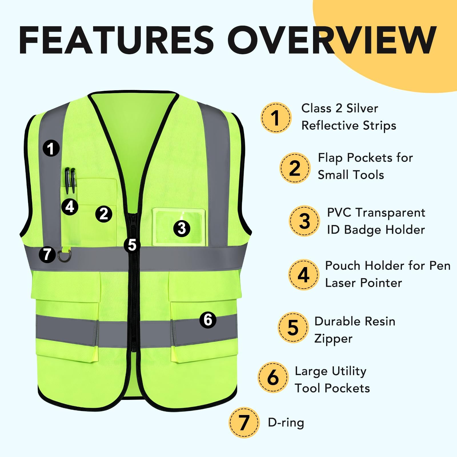 XPCARE Chaleco de seguridad reflectante para hombre y mujer, chaleco reflectante, chaleco reflectante, chaleco reflectante, chaleco reflectante, chaleco reflectante, chaleco reflectante, chaleco