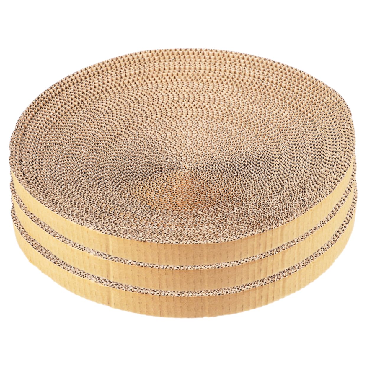 3 Stück-Pack Runde Katzenkratzbretter Ersatz aus Wellpappe, Khaki