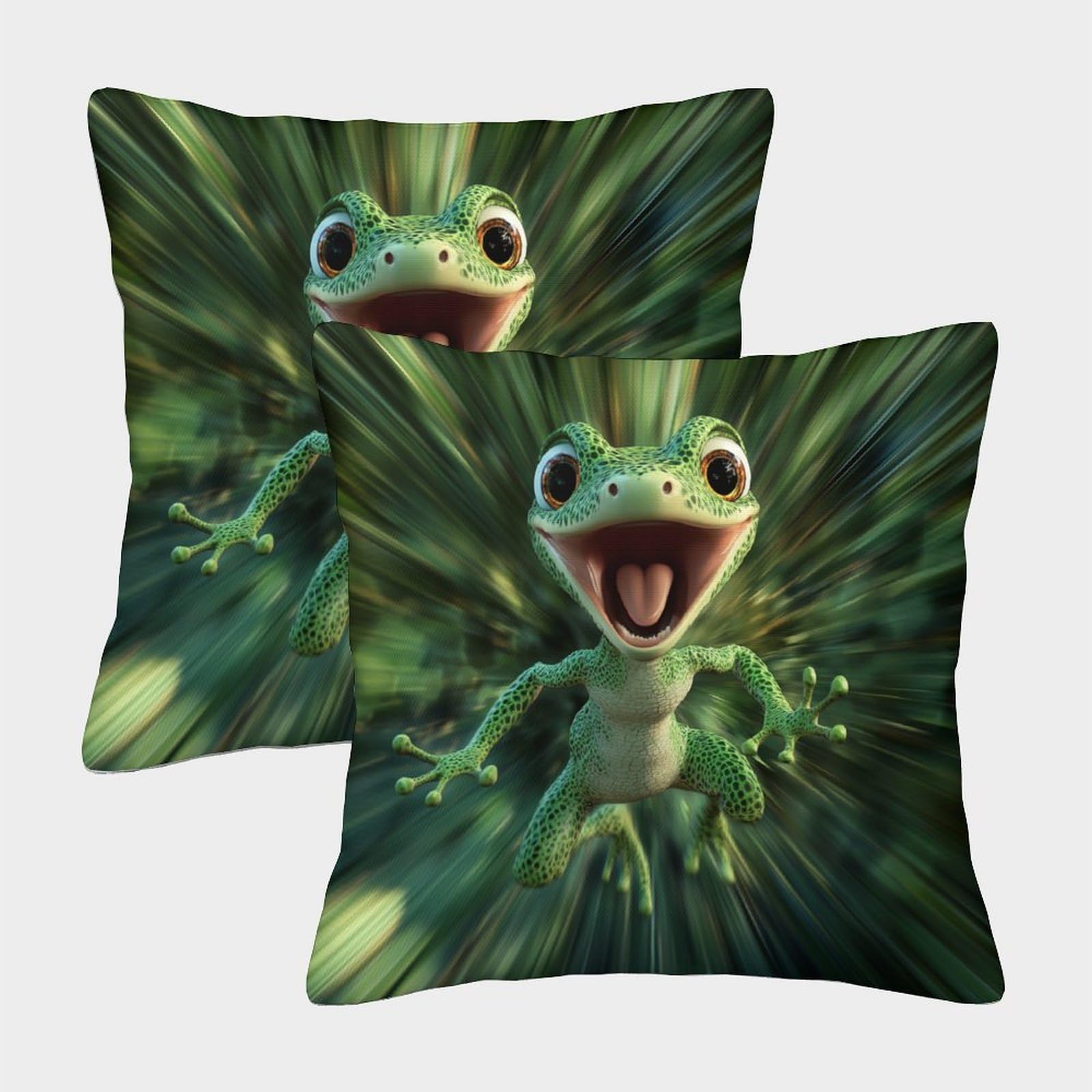 kaiyun 2 Pack Cartoon - Dinosaur-like Gecko 3D Image Printed Single-sided Cushion Cover 40x40cm