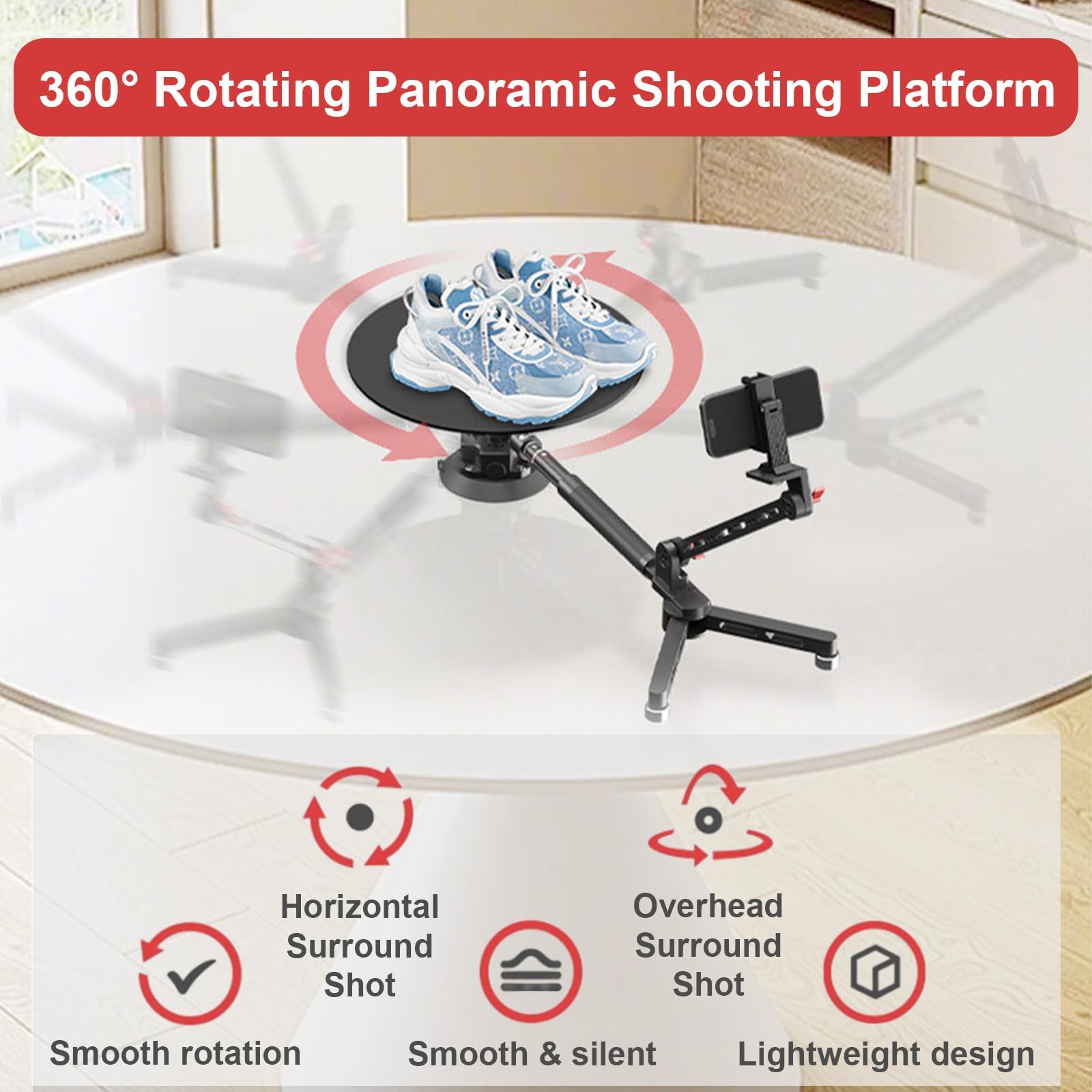 Piattaforma di Rotazione Video Portatili a 360 ° Fotografia, Angolo di tiro Regolabile, Cabina Fotografica per la Fotografia/Produzione di Video per la Fotografia, Il tiro al Prodotto