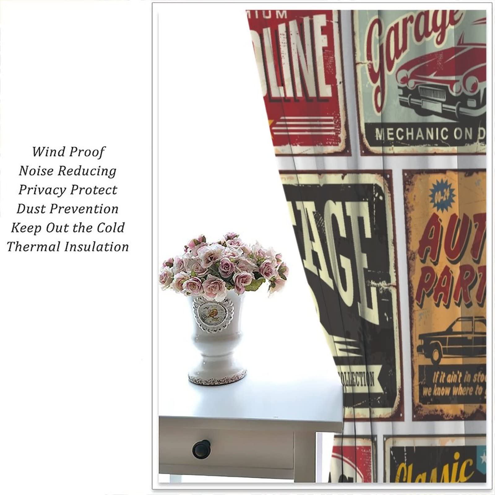 Amazon｜1950年代レトロカーテン、ヴィンテージカーサイン 自動車広告