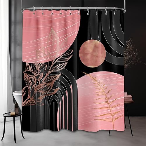 Miniatura 82 de Cortina de ducha moderna de mediados de siglo en blanco y negro, cortinas de ducha para hombre, juego de decoración de baño para hombres, patrón