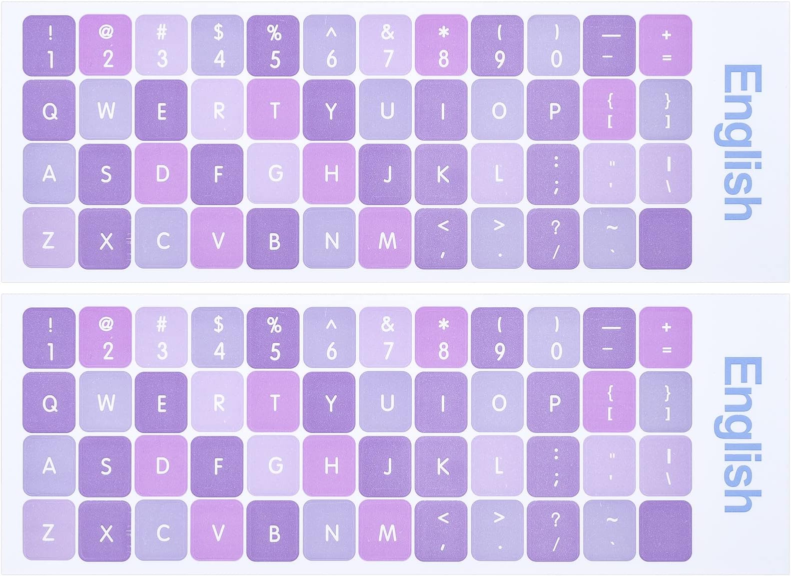 2PCS/Pack Universal English Keyboard Stickers, Replacement English Keyboard Letters Stickers with Purple Background for Computer Laptop Notebook Desktop