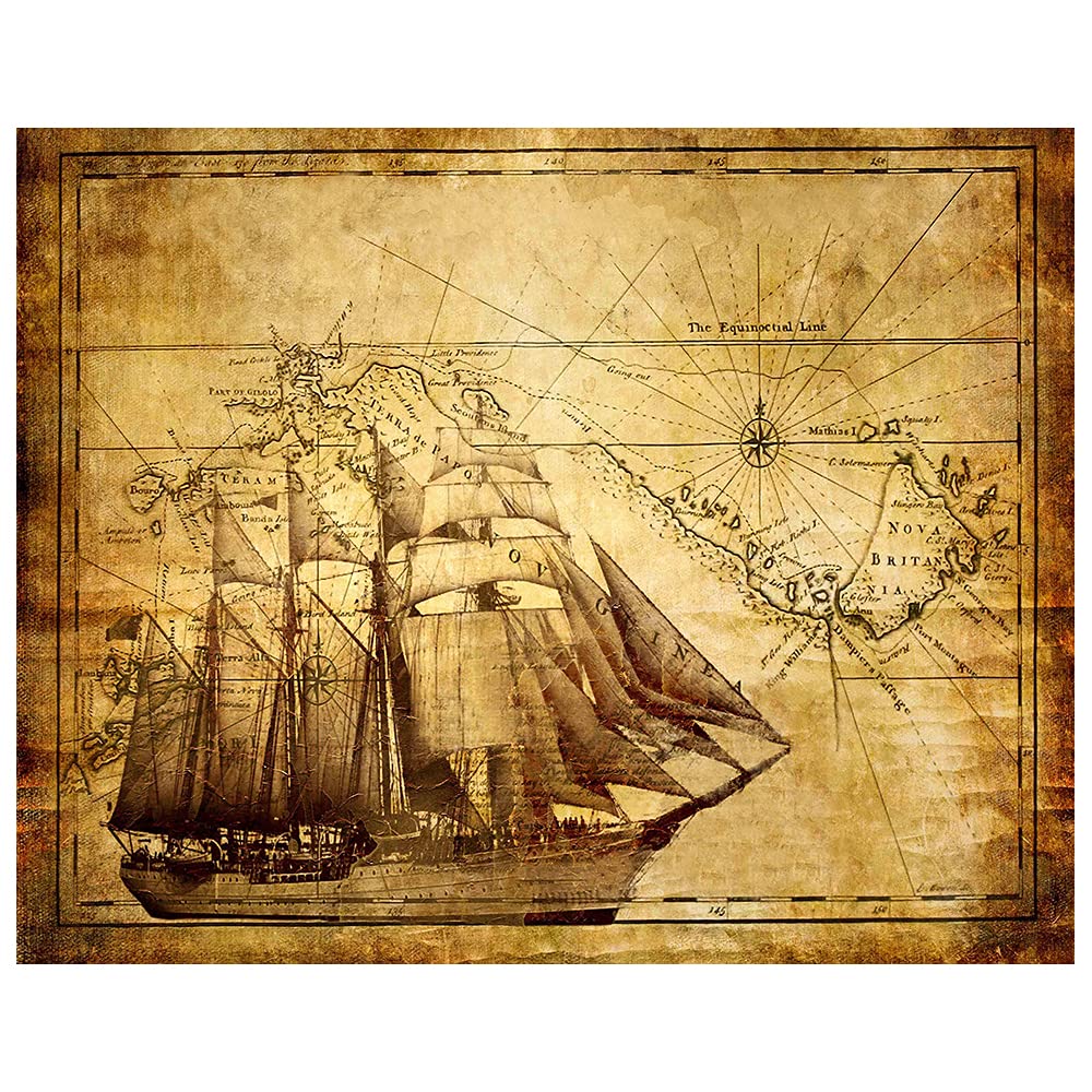 Legendarte Sailship-Digital Print on Canvas-cm. 80x100, Multicolor