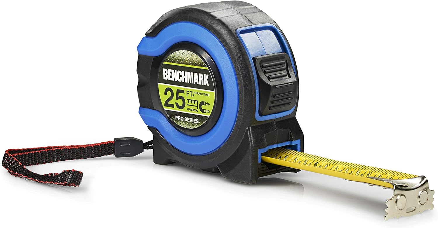 3 Pack - 25 Foot Tape Measures - Easy To Read Fractions To 1/8th - Magnetic Claw Tip - Thumb and Quick Lock - Autowind - Belt Clip - - 