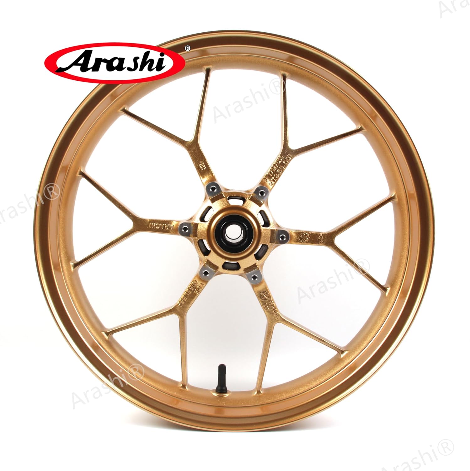 Arashi Front Wheel Rim and Brake Rotors for Honda CBR1000RR 2006-2016, Motorcycle Replacement Accessories Parts Gold