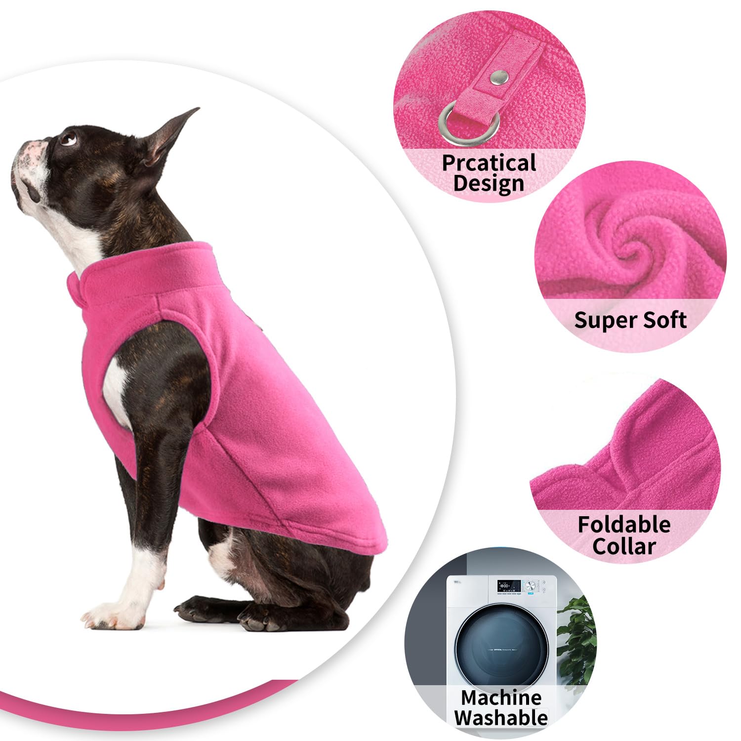 Maglioncino Cane Cappotto Cane Taglia Media, Invernale Cappottino Cane Gilet in Pile Caldo Maglione Cane Taglia Media, Vestito Felpa Cane per Cani di Taglia Piccola e Media(Rosa,L)