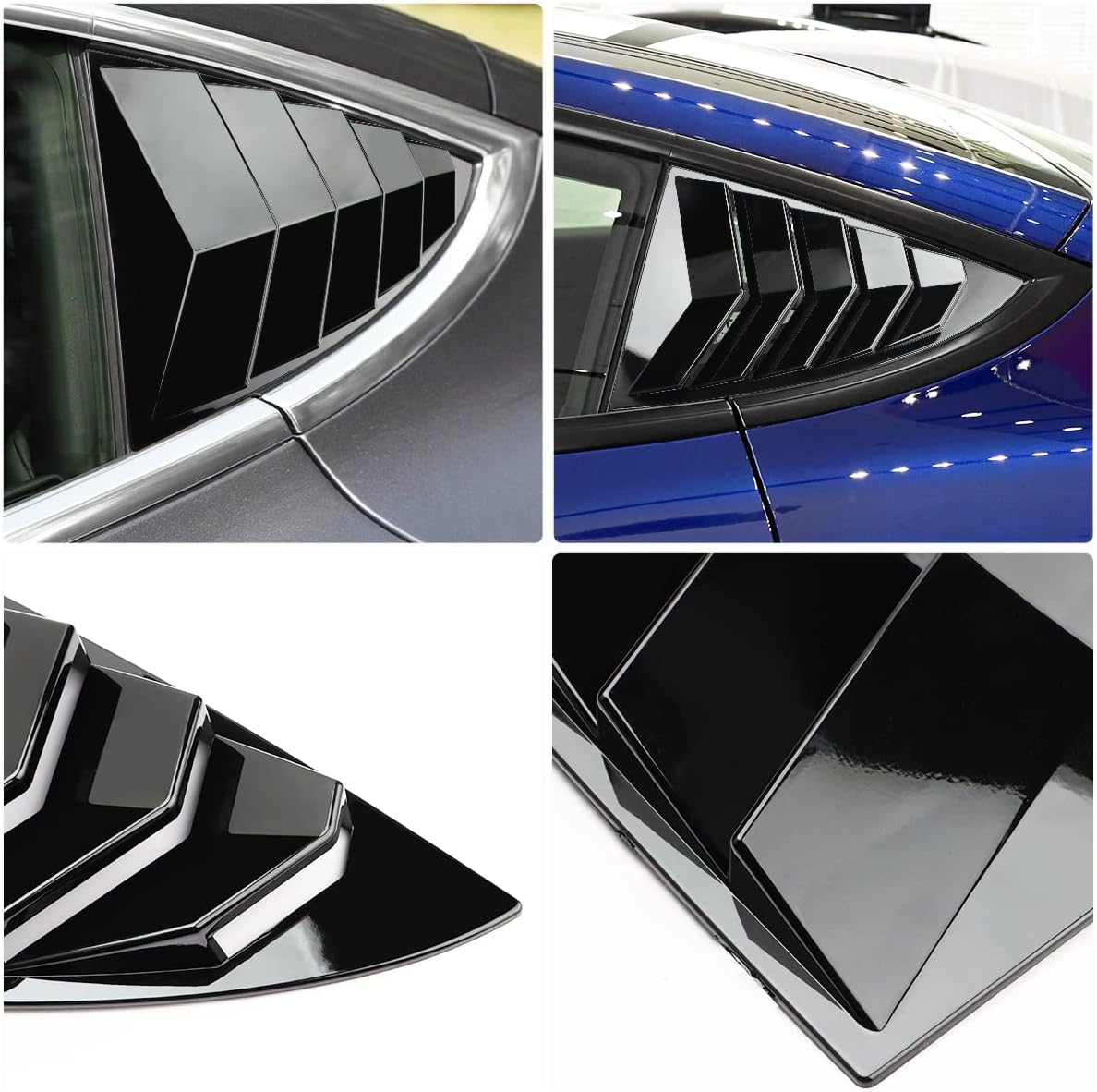 Rear Side Window Louvers Compatible for 2017-20225 2026 Tesla Model 3 Accessories Sport Style Air Vent Cover Window Scoop Louver (Glossy Black)