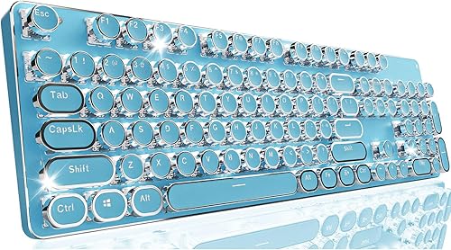SEUNKWANG EWEADN TK950 Teclado tipo máquina de escribir inalámbrico mecánico, teclados estéticos de máquina de escribir de 104 teclas con Azul