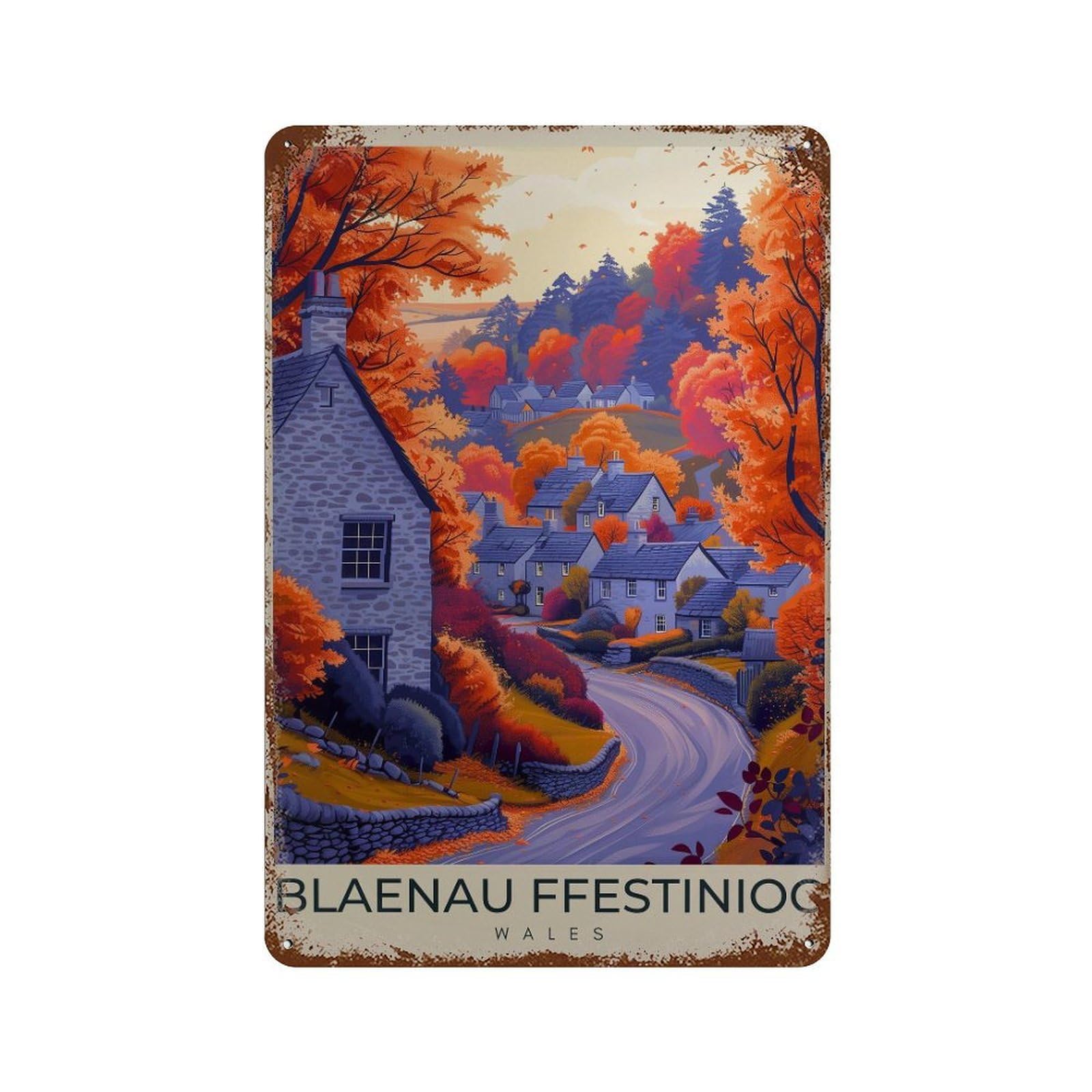 xiaoxiaoshen Blaenau Ffestiniog Snowdonia Wales Wall Decor Art Metal Tin Poster Modern Home Decor Art Home Bar Shop Decorations Vintage Sign 30x20cm