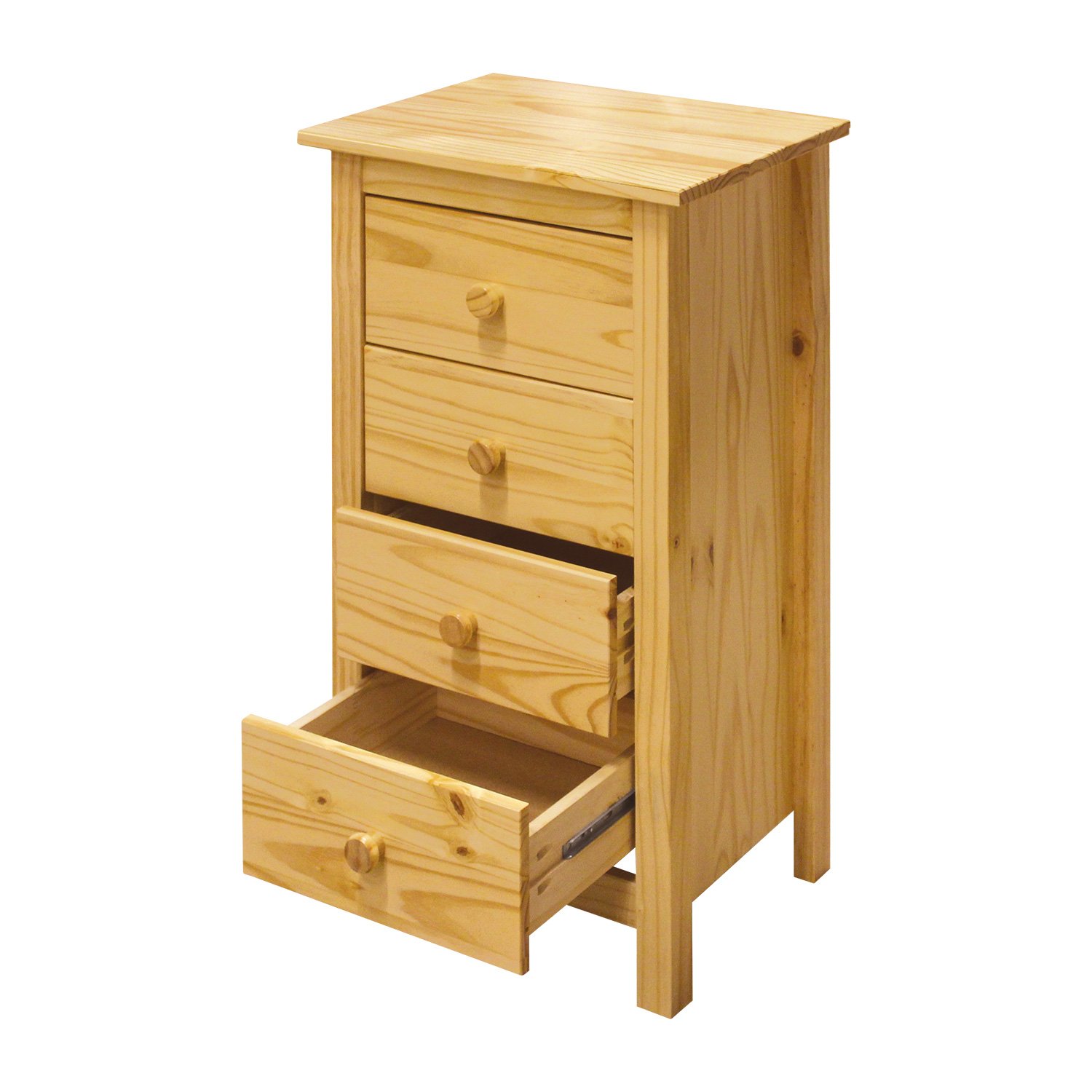 Comò con 4 cassetti, in legno di pino massiccio Torino