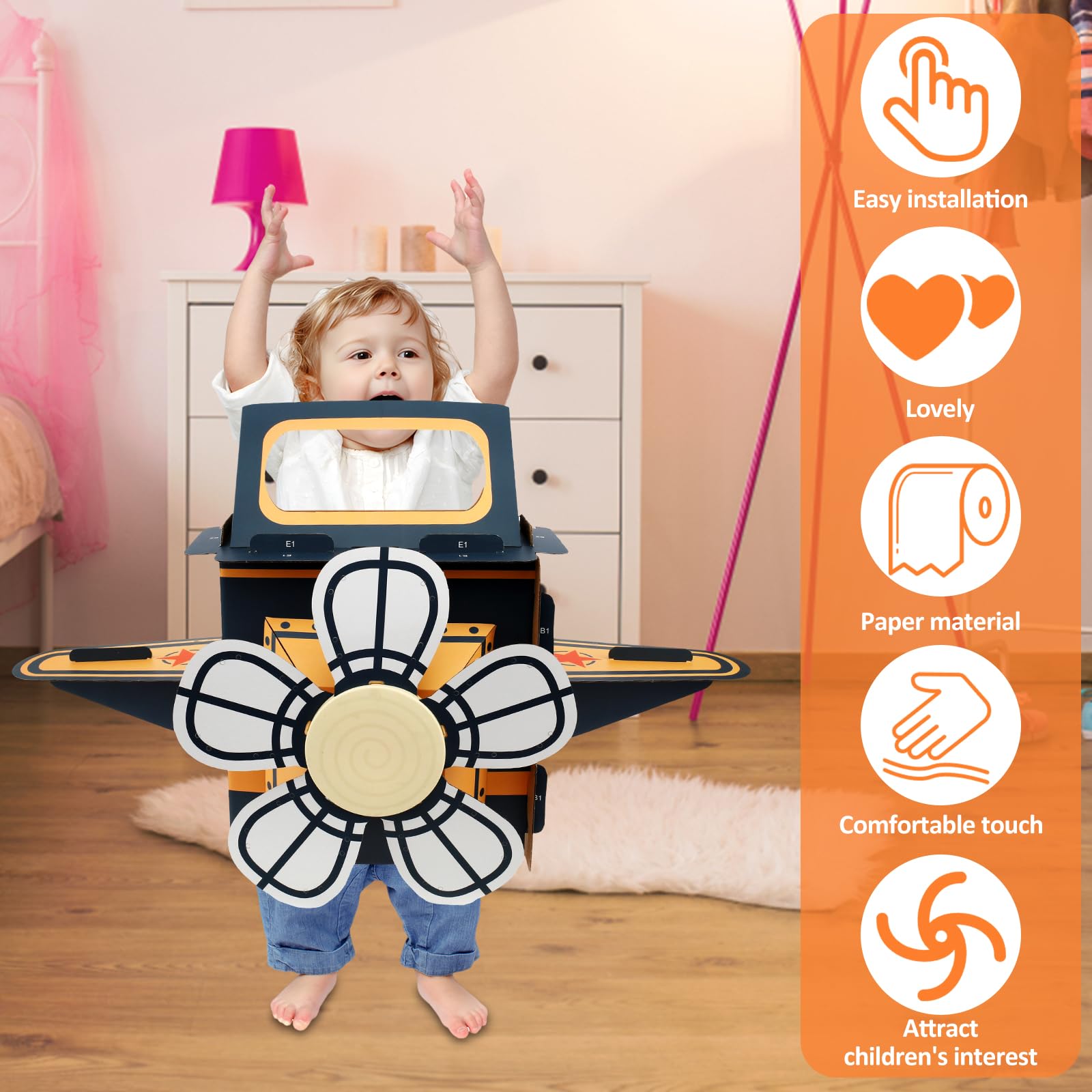 KTZCTPCA Wearable Cardboard Airplane Toy, Portable Wearing Airplane Glider, Cardboard Airplane Costume, Cardboard Making Toy Playset Paper Airplane, DIY Airplane Birthday Decorations