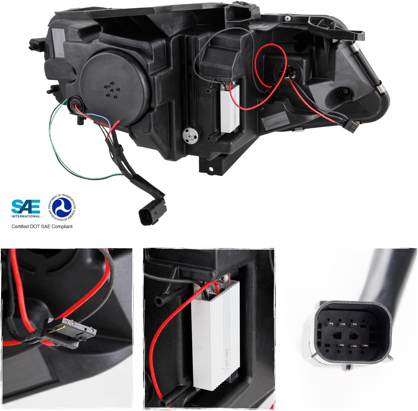 AKKON - Fit 2016-2023 Chevy Camaro HID/Xenon Model [Full LED] Projector Headlights Sequential Turn Signal w/o Level Control Black